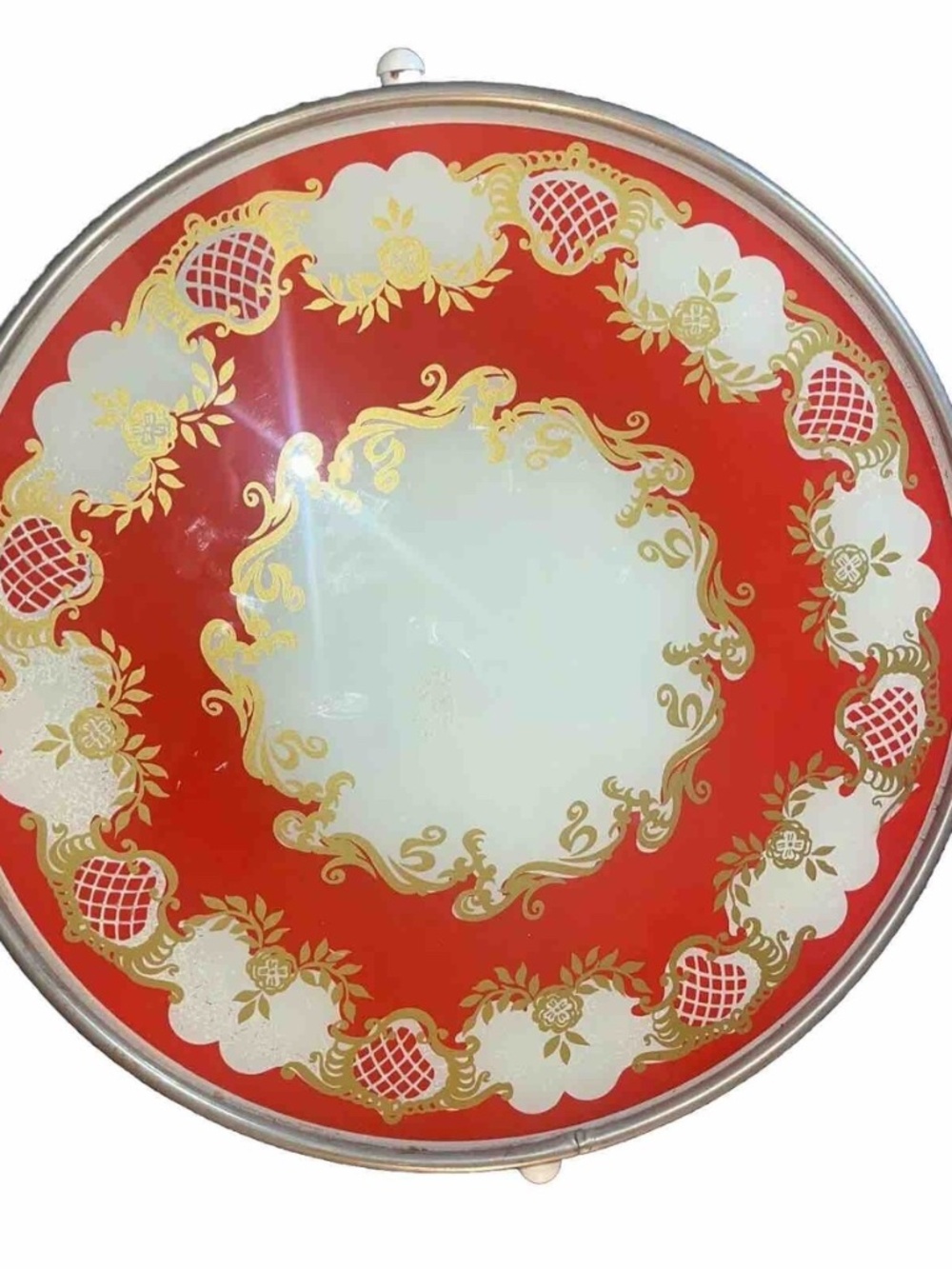 Vintage Italian Lazy Susan-Glass Metal Turntable Vanity Serving Tray Display